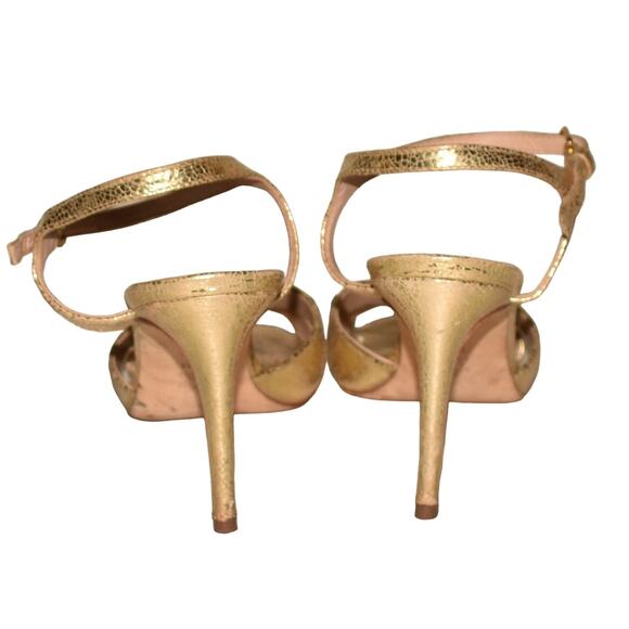 TORY BURCH $375 Elana Leather Ankle Strap Sandal in Gold Size 8.5 M - Picture 4 of 6